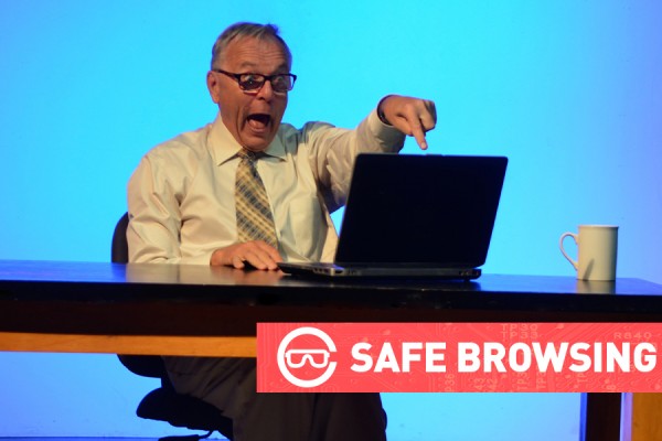 man engaged in unsafe web browsing