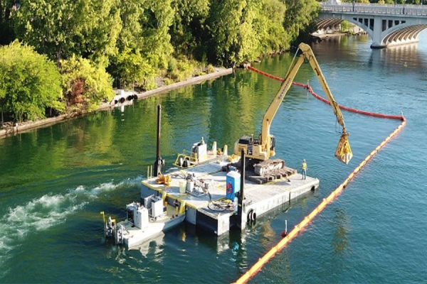 barge in mid-river