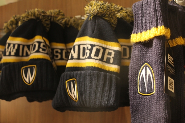 Toques and mittens knitted with words &quot;University of Windsor&quot;