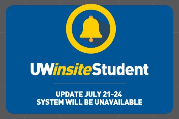 UWinsite Student system unavailable July 21 to 24