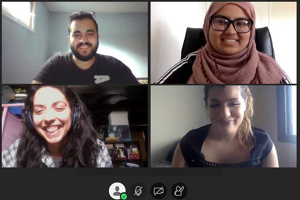faces on Zoom conference call