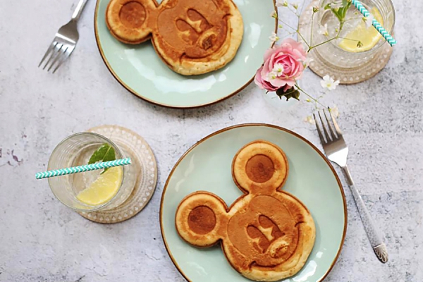 pancakes shaped like Mickey Mouse