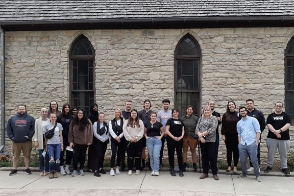 Education students outsaide the Amherstburg Freedom Museum.