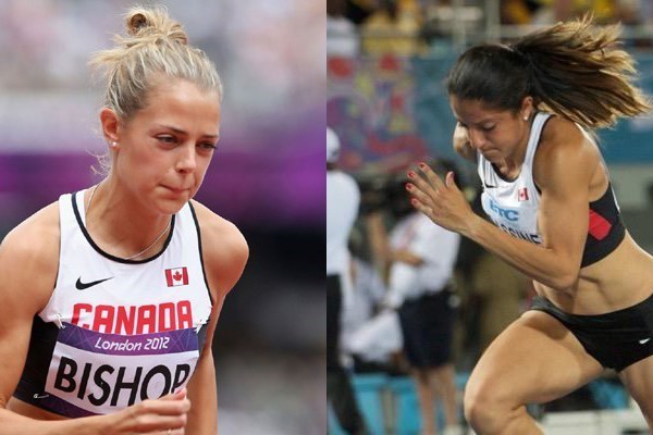 Former Lancers Melissa Bishop (r.) will compete in the women&#039;s 800m while Nicole Sassine (l.) will run as part of the Canadian 4x400m relay team.