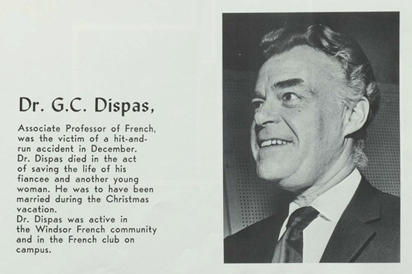 Yearbook tribute to French professor Gustave C. Dispas