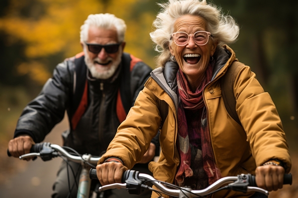 seniors riding bikes