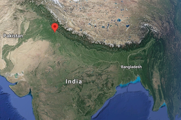 map indicating location of Chitkara University in northern India.