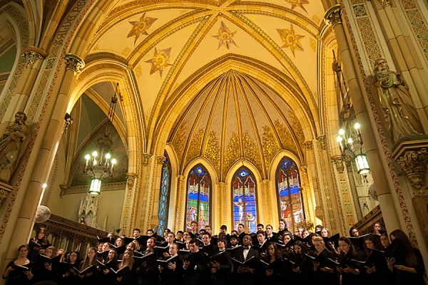 choir singing in Assumption Church