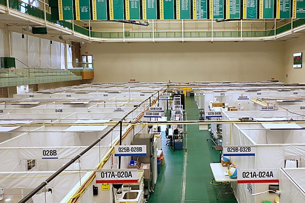 interior of Windsor field hospital in the St. Clair Sportplex