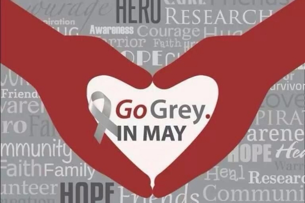 Graphic text reading &quot;Go Grey in May&quot;