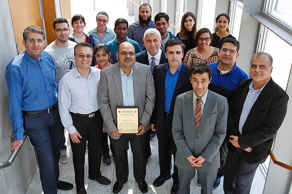 Mohammed Khalid, pictured centre with members of the IEEE Windsor Section