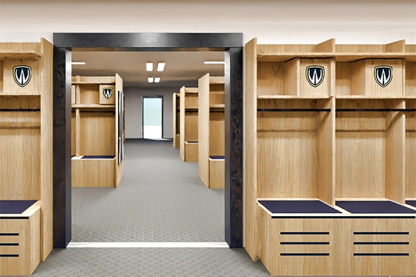 concept of locker room depicting shelving and locker spaces