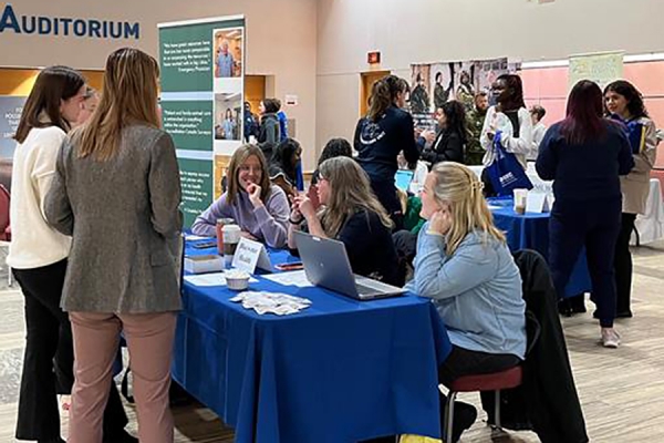 Students learn about job opportunities at the nursing career fair, March 31.
