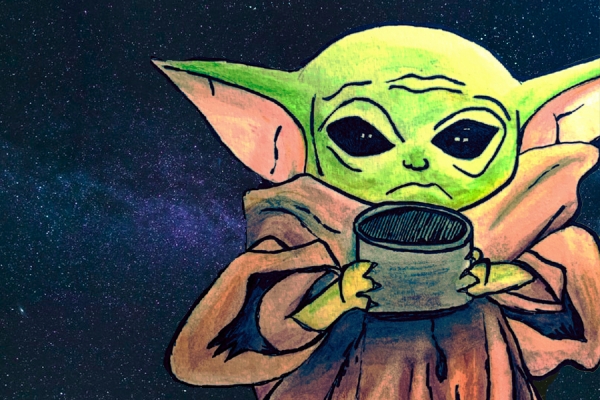 cartoon image of baby Yoda