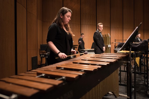 students at marimba and other percussion instruments