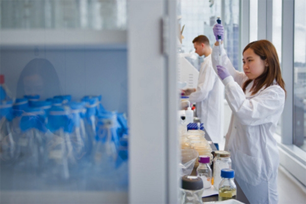 student in lab