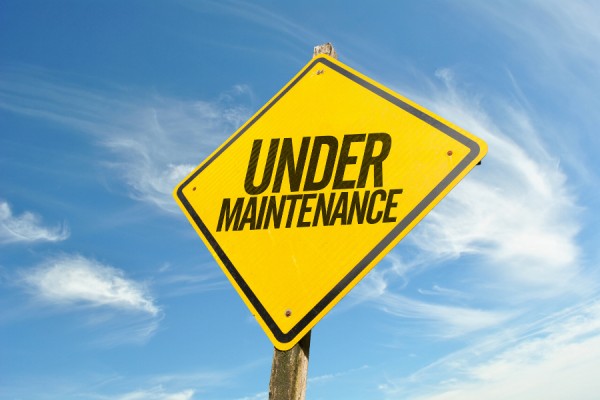 sign reading &quot;under maintenance&quot;