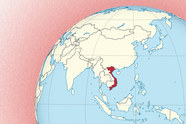 globe highlighting location of Vietnam