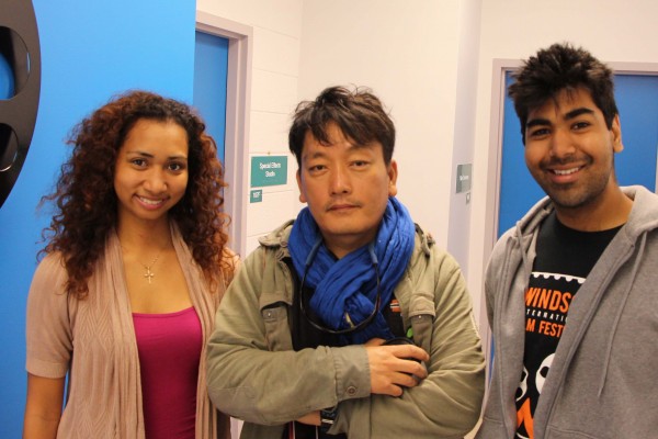 UWindsor graduates Melissa Maestre (r.) Brian Khan (l.) are among other alumni and current students who lent their talents to Stillwater, a short film directed and co-written by professor Min Bae (center).