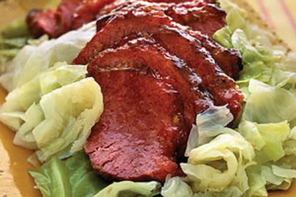 platter of corned beef and cabbage