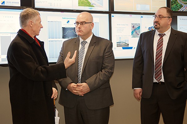 Alan Wildeman, Steven Del Duca and civil engineering professor Hanna Maoh