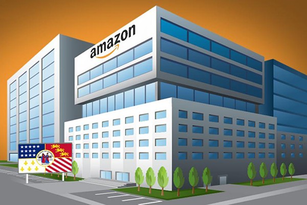 office building with Amazon sign