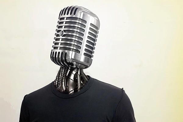 microphone-headed person