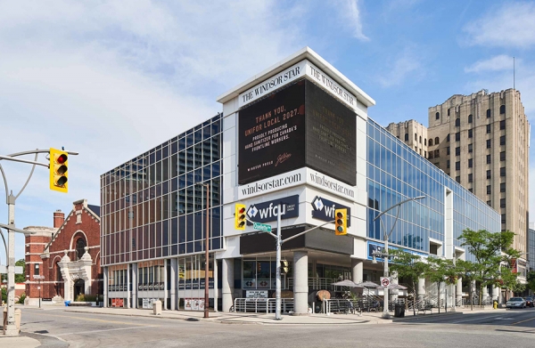 buildings at corner of Ouellette and University avenues