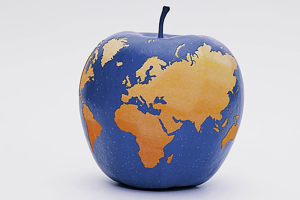 Globe in apple shape, representing education