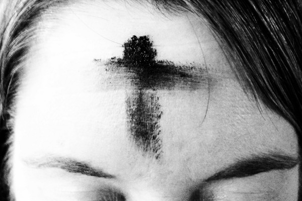 forehead with ashen cross