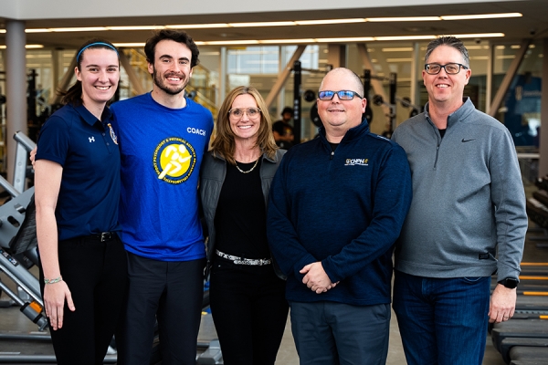 Melissa Paré and Aidan Kovacs, and kinesiology professors Krista Chandler, Chad Sutherland, and Todd Loughead