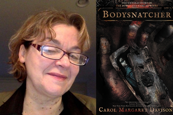 Carol Davison with the cover of her book Bodysnatcher.
