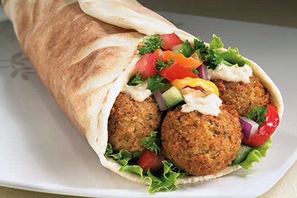 Falafel wrapped in pita