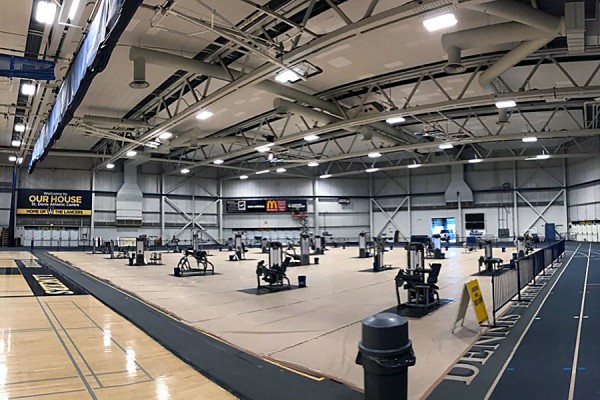 fieldhouse full of workout equipment