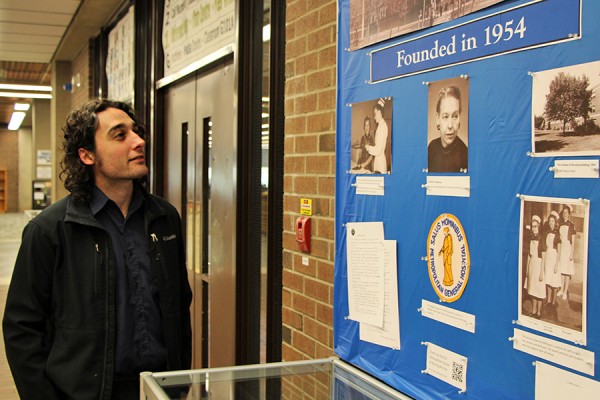 Mark Lubrick takes in displays on the history of Windsor’s Metropolitan School of Nursing.