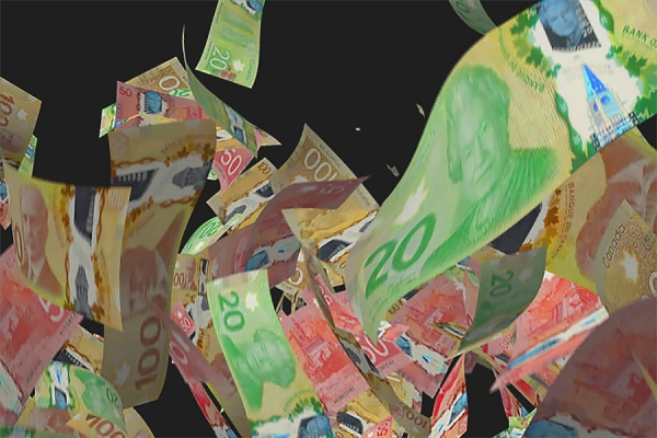 banknotes falling