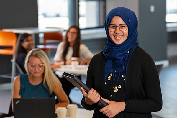 student attending open house