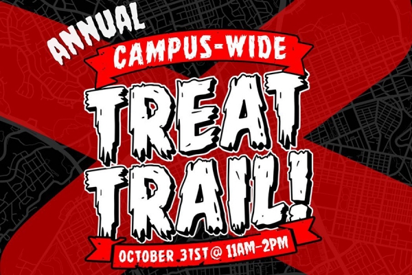 map with large red X denoting Campus-Wide Treat Trail