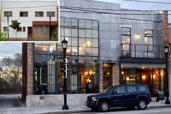 snazzy resurfaced building with stone and glass facade