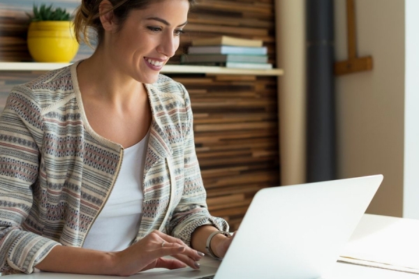 young woman working on computer