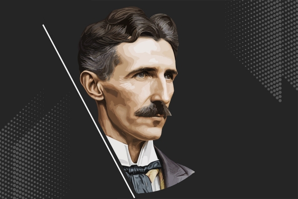 drawn portrait of Nikola Tesla