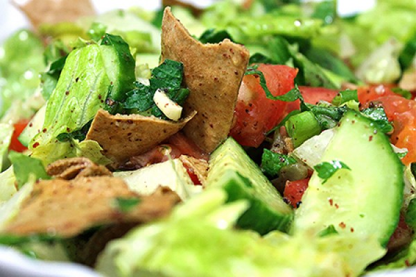 Fattoush salad with crispy pita chips