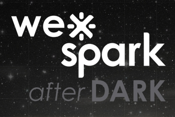 WE-Spark after dark lettering in starry night sky