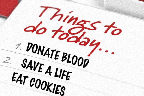 To-do list with donate blood the first item