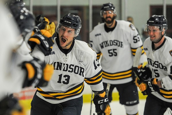 Justice Dundas accepts congratulations from teammates on his goal Wednesday