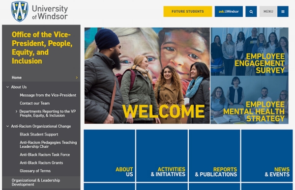 screenshot of the new people, equity, and inclusion website