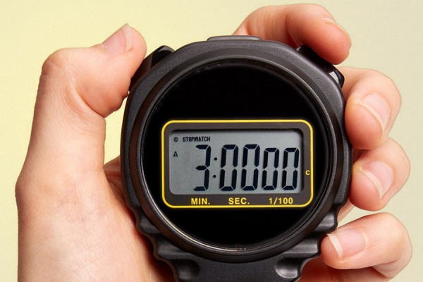 stopwatch displaying three minutes