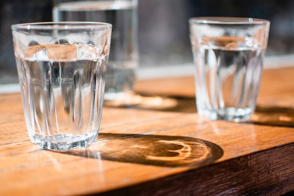 drinking glasses full of water