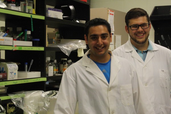 Brain cancer researchers Samer Jassar (l.) and Spencer Briguglio (r.) will join the Windsor Spring Sprint walk to help raise funds for the Brain Tumour Foundation of Canada, and to share their work progress with the public, June 13.
