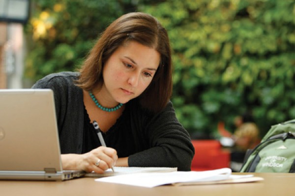 Female student studying